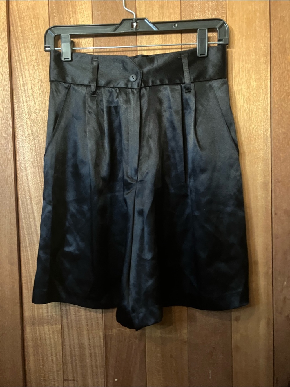Vintage Black Satin Women's Skirt - Sleek High-Waist Design
